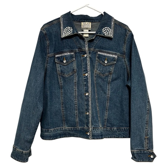 Nolan Miller Glamour Style Jeweled Jean Jacket Size 1X - Picture 1 of 10